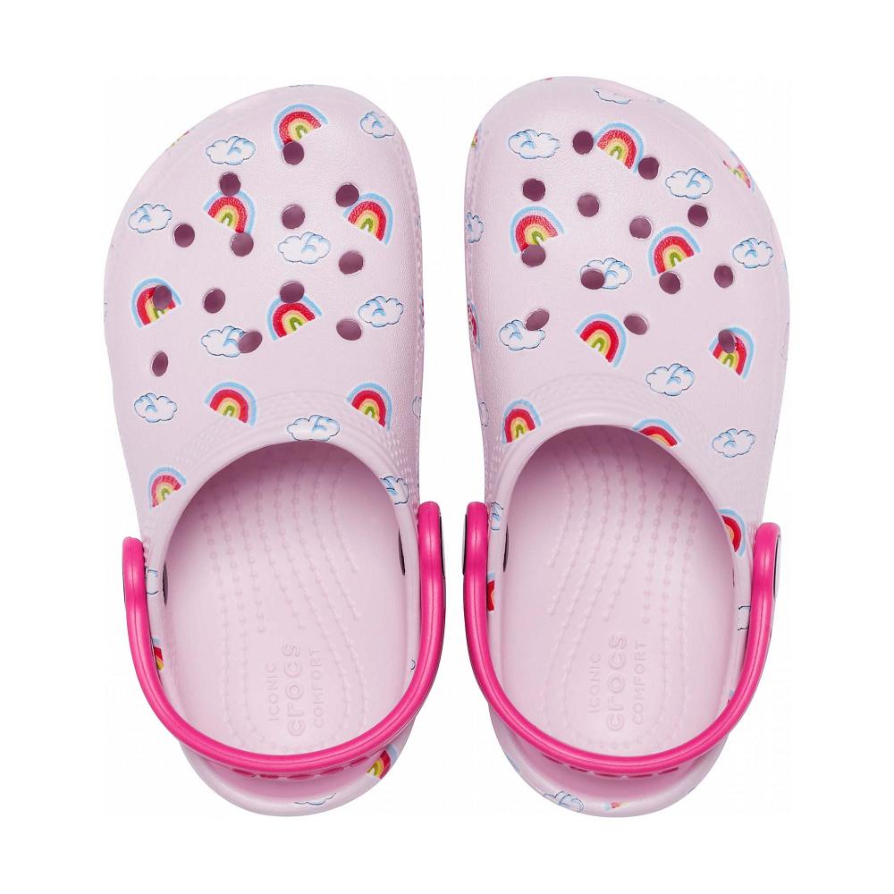 Pink Girls' Crocs Classic Toddler Printed Clogs | NZ 1543OKIR